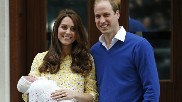 All in a day's work: Kate Middleton and Prince William with Charlotte Elizabeth Diana.