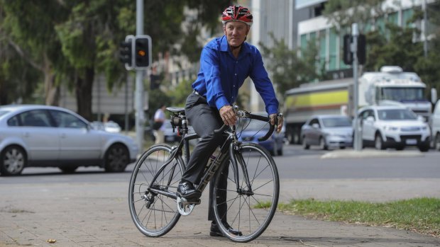 Pedal Power ACT executive officer John Armstrong at the corner of Northbourne Avenue and Barry Drive.