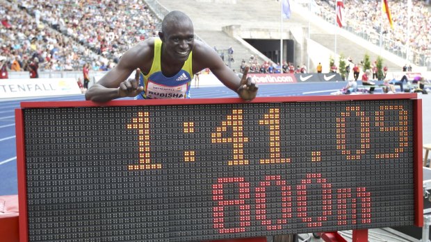Up in lights: Olympic champion and world record-holder David Rudisha races in Sydney and Melbourne next month.