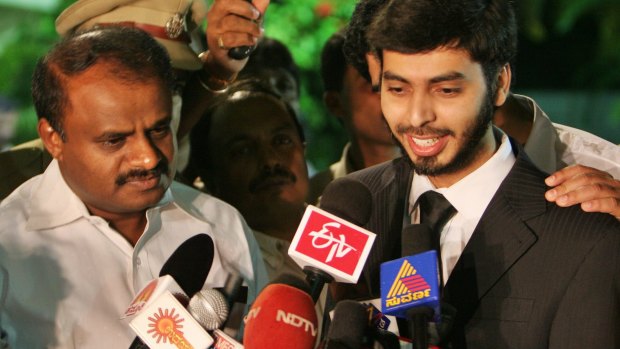Mohamed Haneef, right, addresses media in India in 2007 after he was released from being wrongly charged and detained in Australia.