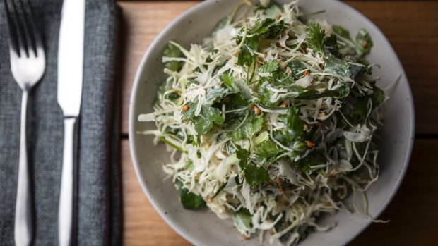 The shaved cabbage and buckwheat salad.