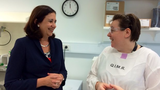 Opposition Leader Annastacia Palaszczuk on the campaign trail at the Royal Children's Hospital on Wednesday.