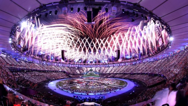 The opening ceremony at the London Games in 2012. NBC requested that the official language of the Rio opening ceremony be changed so that the US would enter the stadium towards the end of the parade.