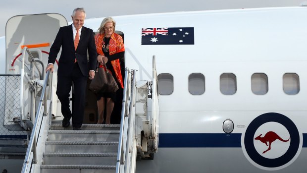 Malcolm Turnbull, pictured with his wife Lucy Turnbull on his first international trip as Prime Minister, to New Zealand, will travel to Indonesia on Thursday.