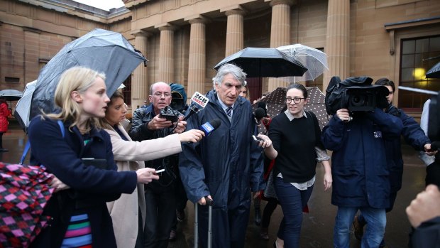 Rogerson's lawyer George Thomas speaks to the media after the sentencing on Friday.