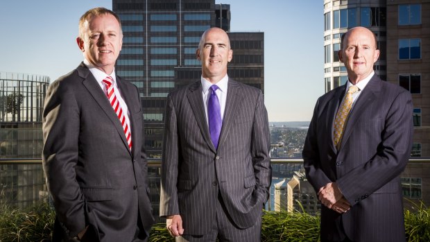 John Neal, CEO of QBE Insurance Group with Russell Johnston, new CEO of North America, and David Duclos, outgoing North America CEO.