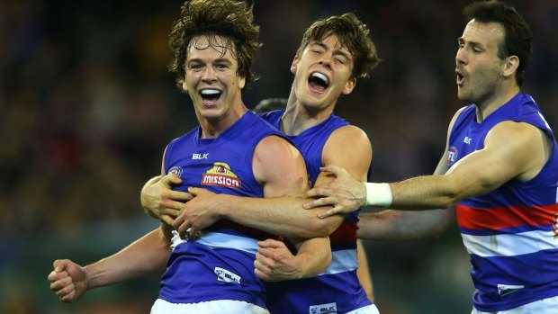 Liam Picken is delighted as the Western Bulldogs surge to victory.