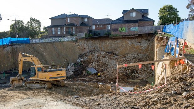 The Mount Waverley site after a further collapse on Thursday morning. 