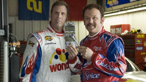 Will Ferrell and John C Reilly in a scene from Talladega Nights: The Ballad of Rickey Bobby. 