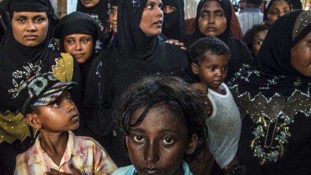 Muslim Rohingya in a shelter in Birem Bayuen in Indonesia's Aceh province. 