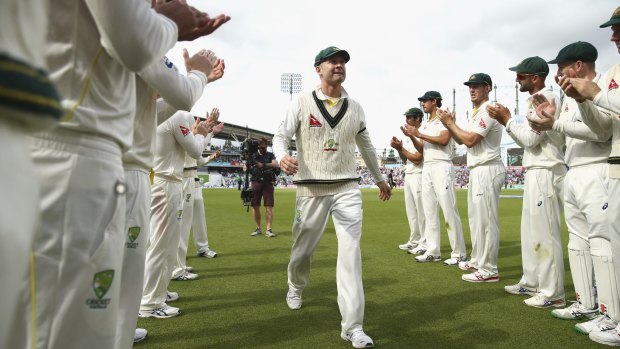 Michael Clarke leaves the ground after his last Test match.
