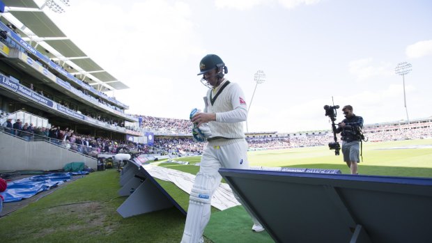 Australia captain Michael Clarke leaves the Edgbaston arena after being of the five top-six batsmen dismissed for a single-figure score - David Warner, with 77, was the exception - in the second innings against England on day two of the third Ashes Test.