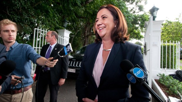 Premier elect Annastacia Palaszczuk leaving Government House.  Labor set to form minority government as all 89 seats are declared at the 2015 Queensland Election.