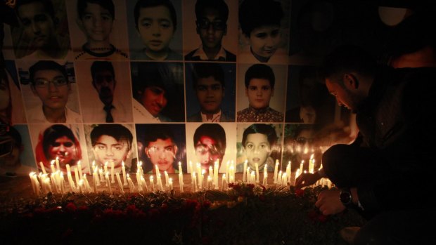 A makeshift memorial for the victims of the school attack.