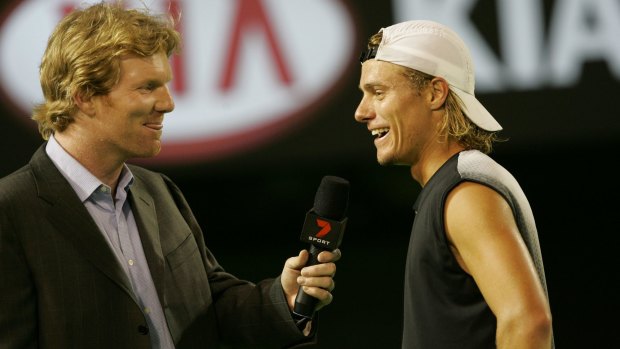 Chatting with Lleyton Hewitt  in 2005.