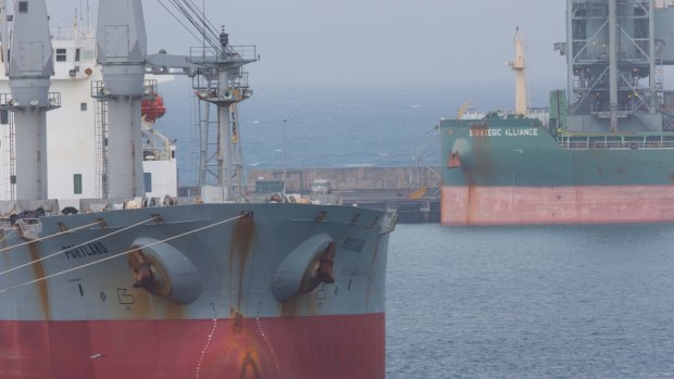 MV Portland. Strategic Alliance is berthed in the background.