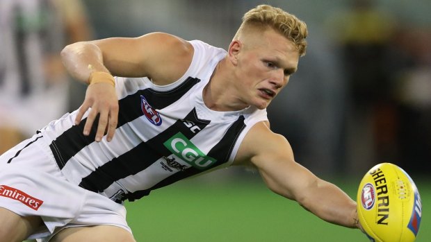 Adam Treloar was among the Magpies' best in a "dour" performance. 
