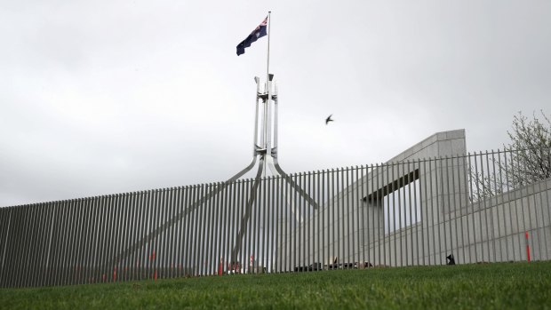 The new security fence at Parliament House. 