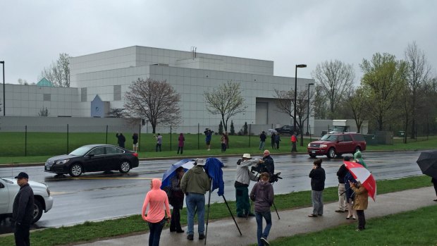 Crowds outside the sprawling Paisley Park residence as news of Prince's death spread. 