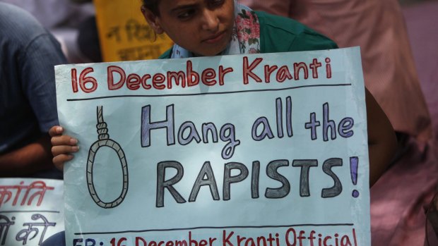A protest in New Dehli after a teenage gang rapist was sentenced to three years in juvenile detention.