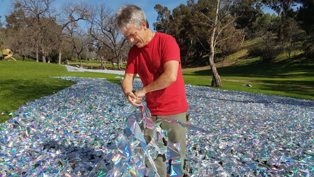 Shearn assembling Liquid Sky for White Night Melbourne.