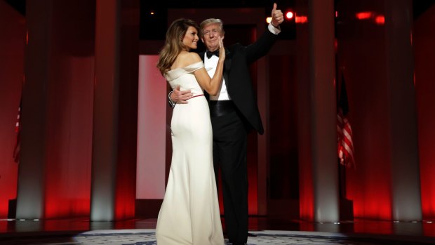 President Donald Trump dances with First Lady Melania Trump at the Liberty Ball.