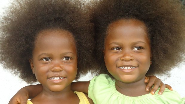 Samretta's twin daughters Princess (left) and Frances (right), who are both in Liberia.
