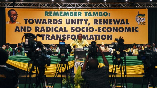 Jacob Zuma, South Africa's president, speaks during the ANC conference.