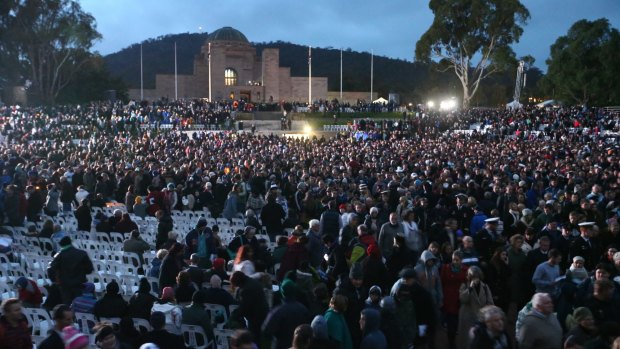 The crowd departs after last year's Dawn Service.