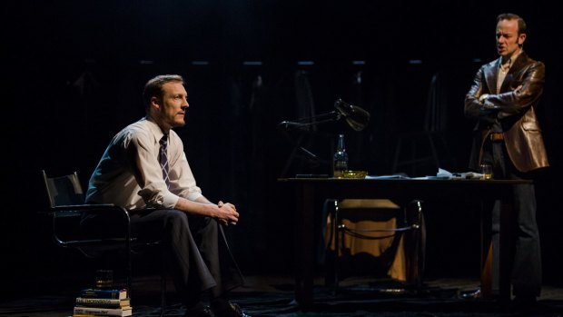Nathan O'Keefe (left) and Mark Saturno in a scene from Harold Pinter's Betrayal, at the Canberra Theatre Centre.
