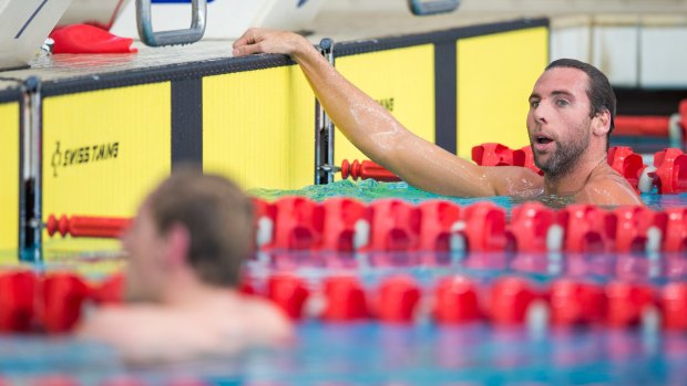 Grant Hackett swimming at the AIS on Friday.