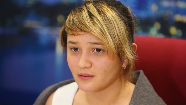 Marreza Wright speaks to reporters about her sister, who fell to her death on the Gold Coast.