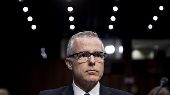Acting FBI director Andrew McCabe waits to begin a Senate Intelligence Committee hearing on May 11.