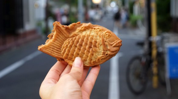 Taiyaki - sweet fish-shaped waffle.