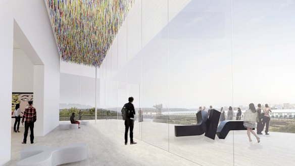 Concept images show the proposed northward expansion of the art gallery.