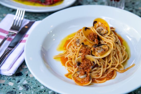 Spaghetti with 'nduja, clams and white wine at Bastardo.