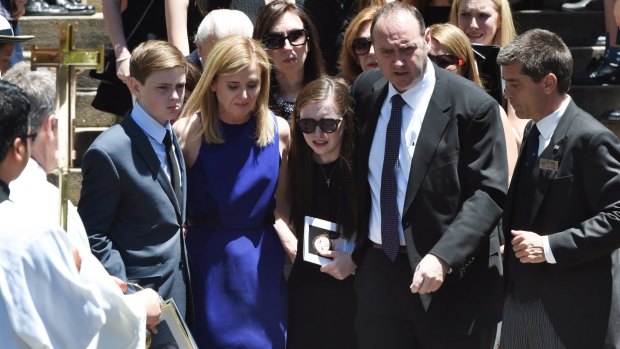 Worst nightmare: Georgina Bartter's family at her funeral.