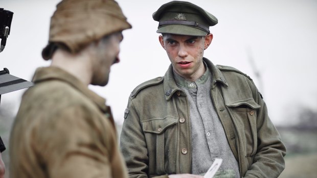 Harry Greenwood as Bevan, right, in the miniseries <i>Gallipoli</i>.
