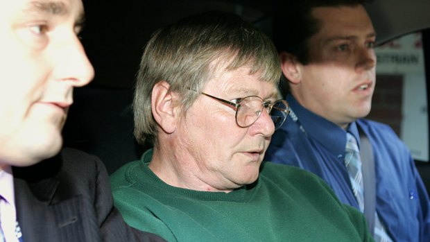 Police believe Peter Dupas, centre, pictured in 2005, was behind Ms McMahon's death. 