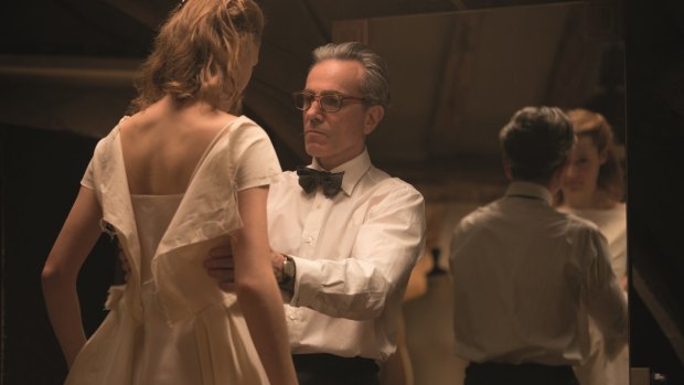 Vicky Krieps as Alma and Daniel Day-Lewis as Reynolds Woodcock in writer/director Paul Thomas Anderson's <i>Phantom Thread</i>.