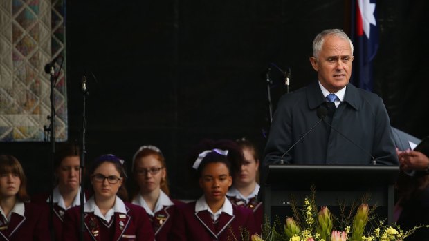 Mr Turnbull speaks during the 20th anniversary commemoration service of the Port Arthur massacre.