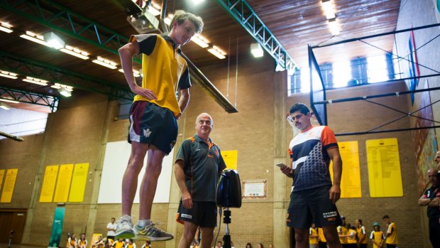 Jackson Mailes, 15, takes part in the Giants opportunities talent search at Karabar High School.