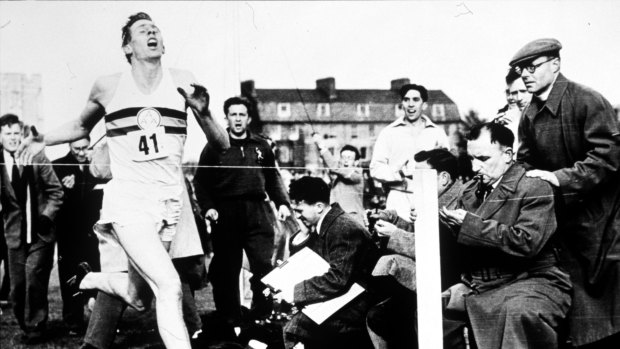 May 6, 1954:  Roger Bannister breaks the four-minute mile.