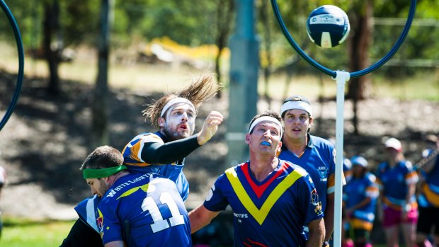 The ANU Owls' James Mortensen in action against the South Australia Bunyips at the Australian Quidditch championships last year.