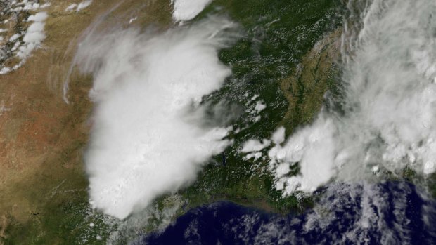 Satellite photo shows a weather system stretching from northern Mexico.