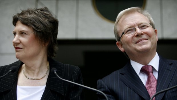 Helen Clark and Kevin Rudd in 2008.
