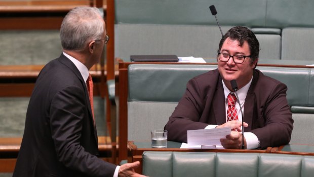 Coalitin MP George Christensen, pictured with Prime Minister Malcolm Turnbull, moved a counter motion against Labor's banks royal commission.