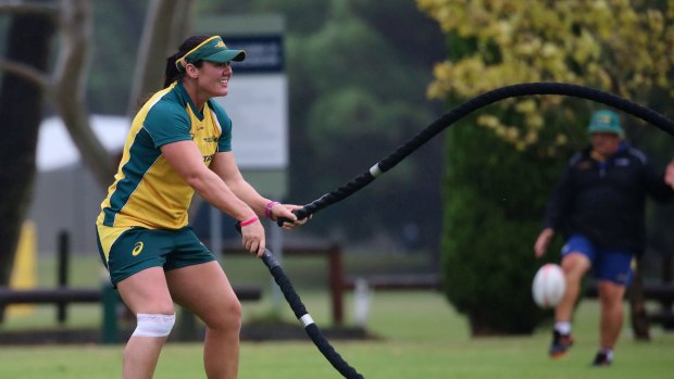 Canberra's Sharni Williams trains with the Australian sevens team ahead of the Rio Olympics.