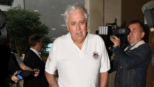 Clive Palmer arrives at the Federal Court in Brisbane on Wednesday.