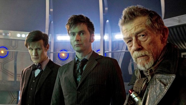 Three Doctors: (l-r) Matt Smith, David Tennant and John Hurt.